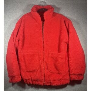 Honey Bum Red Faux Sherpa Jacket Size M